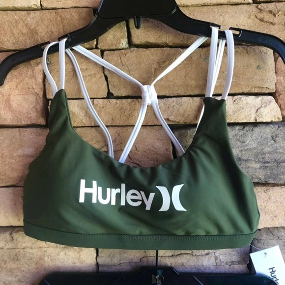 Hurley olive green white logo Bikini swimsuit NWT size Small - Picture 2 of 9